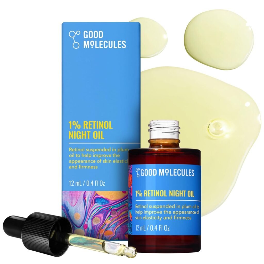 Aceite nocturno de retinol al 1%, fórmula de aceite facial de retinol y rosa mosqueta para aspecto de líneas finas y arrugas
