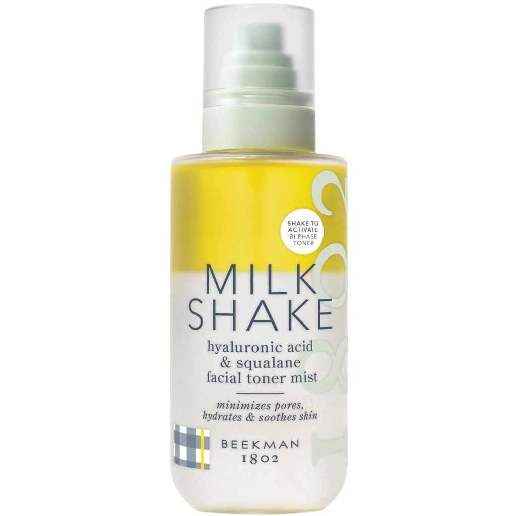 Milk Shake Spray Facial Hidratante - Spray Facial con Ácido Hialurónico y Escualano Minimiza los Poros e Hidrata Suavemente - Spray Fijador de Maquillaje 