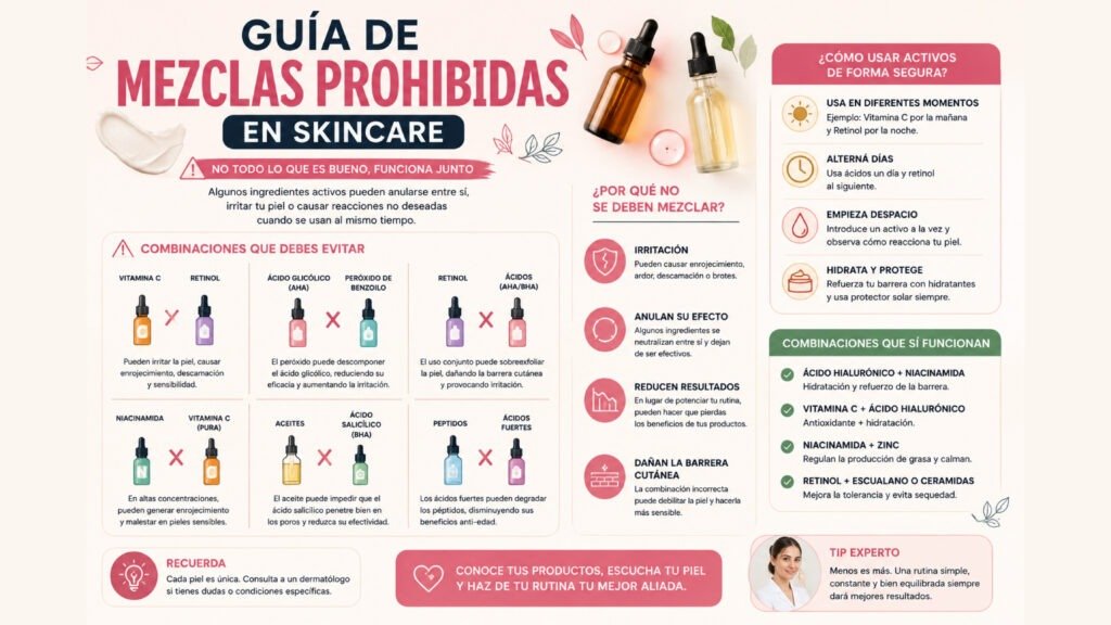 Guía de Mezclas Prohibidas en Skincare