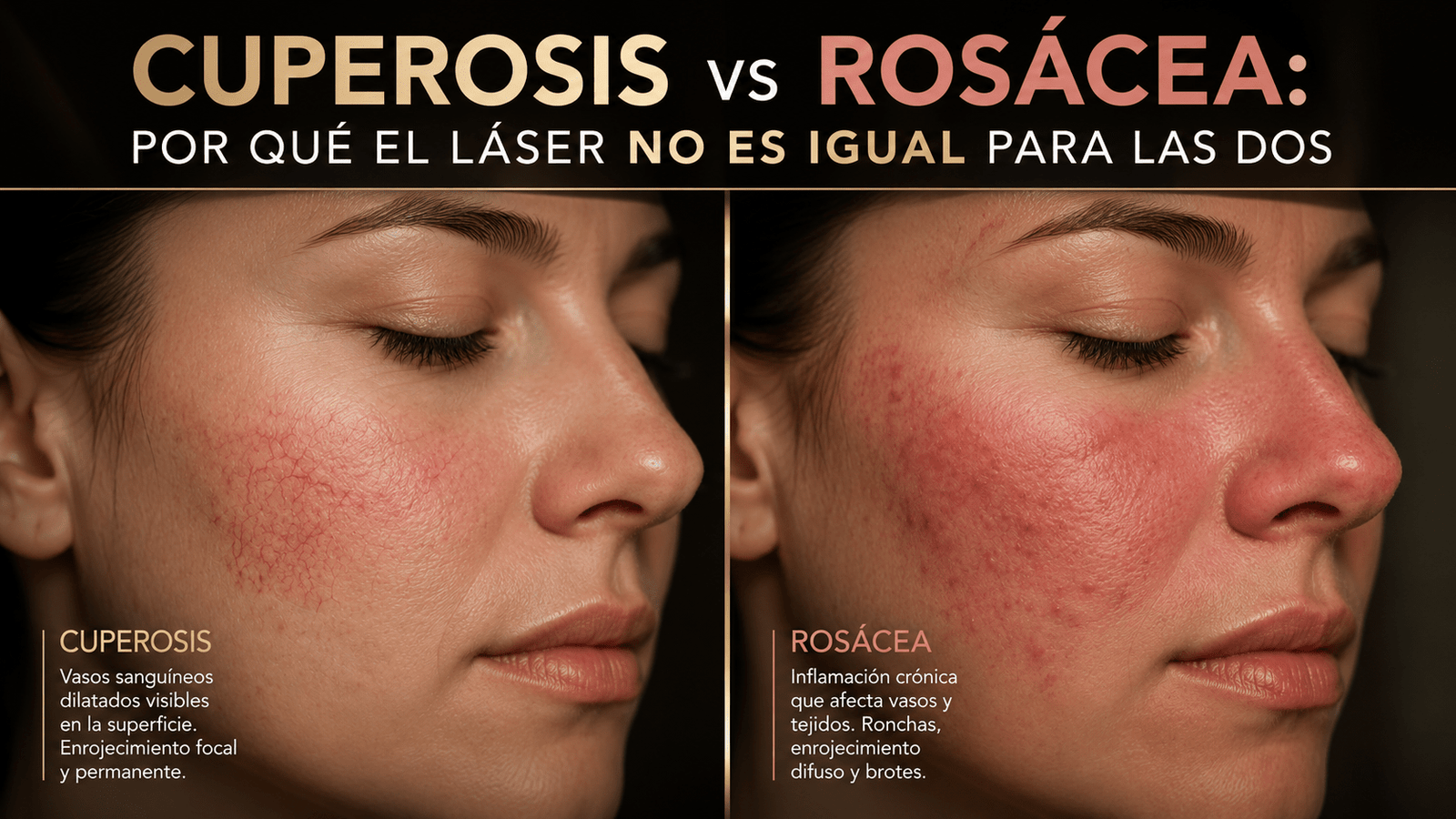Cuperosis vs rosácea comparativa visual