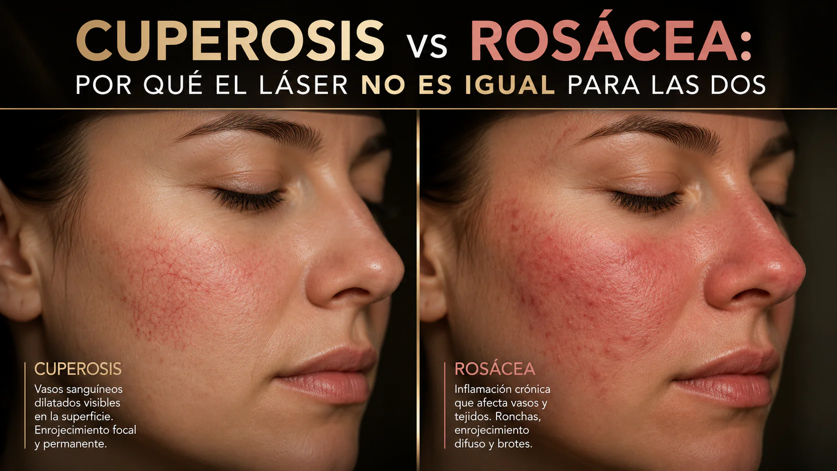 Cuperosis vs rosácea comparativa visual